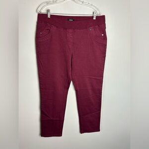Walbusch Oberstoff Womens Red Pants Sz 22 Stretch Waist Band Pull on Comfortable